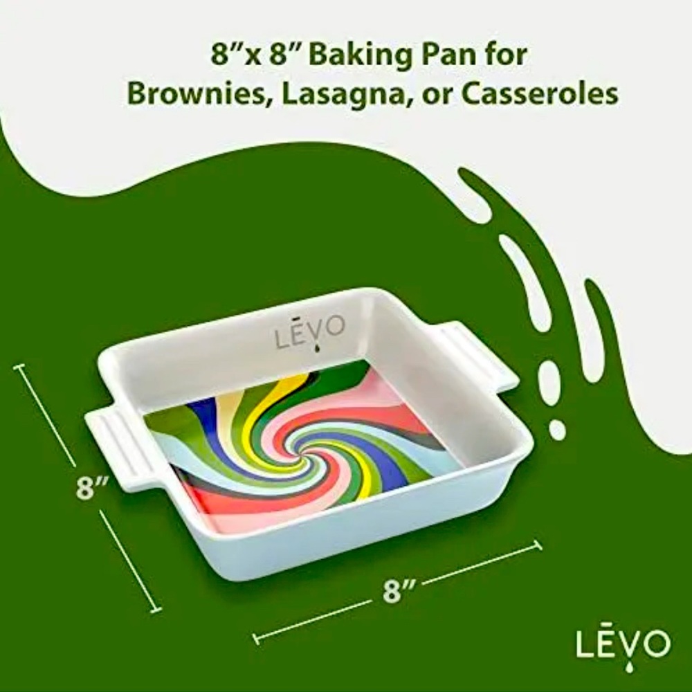 This is an 8 inch x 8” porcelain baking dish by Levo.  It is new in the box